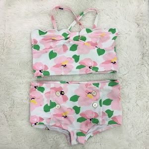 Janie & Jack Retro Bikini Floral Size 4 Pink White